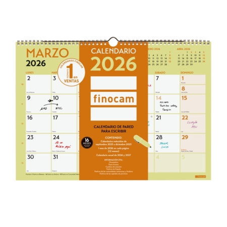 Calendario 2026 Finocam pared Grafik con espacio para escribir A3