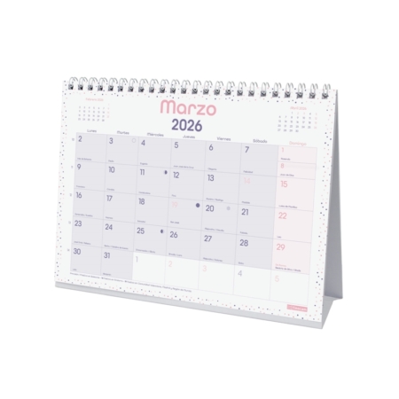 Calendario 2026 Finocam sobremesa Chic con espacio para escribir morado