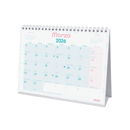 Calendario 2026 Finocam sobremesa Chic con espacio para escribir turquesa