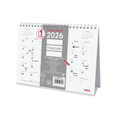 Calendario 2026 Finocam sobremesa Chic con espacio para escribir blanco
