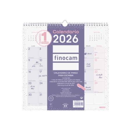 Calendario 2026 Finocam pared Chic 30 x 30 cm morado