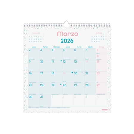 Calendario 2026 Finocam pared Chic 30 x 30 cm turquesa