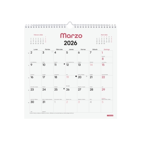 Calendario 2026 Finocam pared Chic 30 x 30 cm blanco