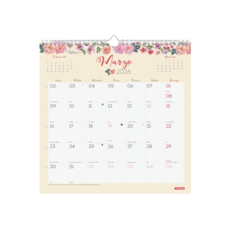 Calendario 2026 Finocam pared Design con espacio para escirbir 30 x 30 cm