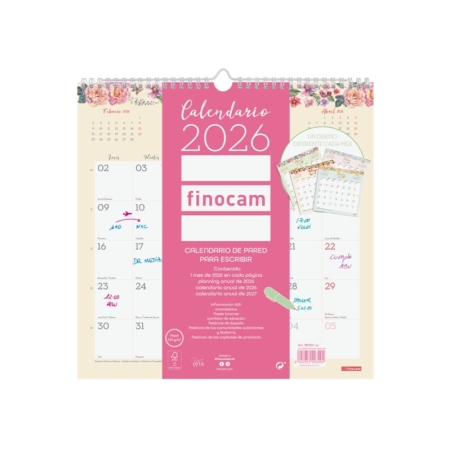 Calendario 2026 Finocam pared Design con espacio para escirbir 30 x 30 cm