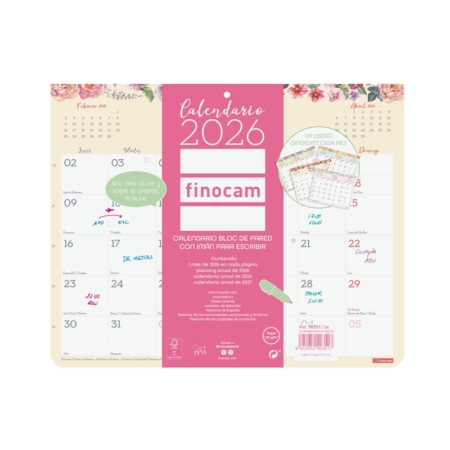 Calendario 2026 Finocam pared con imán Design con espacio para escribir 25 x 20 cm