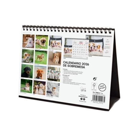 Calendario 2026 Finocam sobremesa cachorros