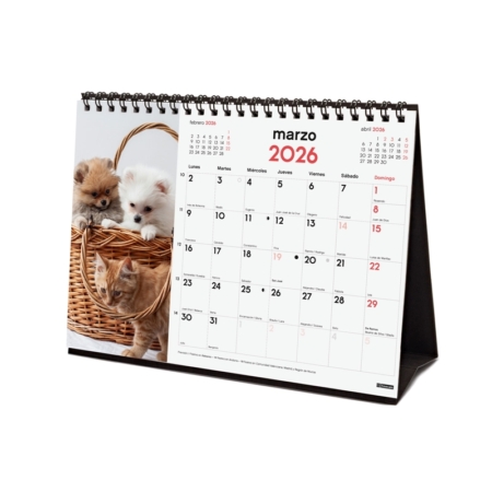 Calendario 2026 Finocam sobremesa perros y gatos