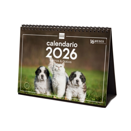 Calendario 2026 Finocam sobremesa perros y gatos
