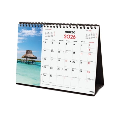 Calendario 2026 Finocam sobremesa paisajes paradisiacos