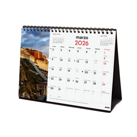 Calendario 2026 Finocam sobremesa maravillas del mundo