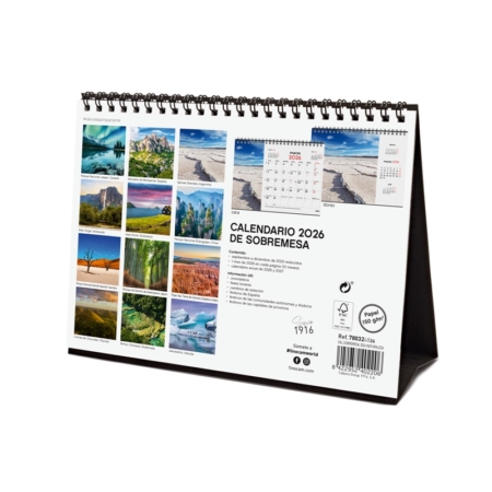 Calendario 2026 Finocam sobremesa naturaleza