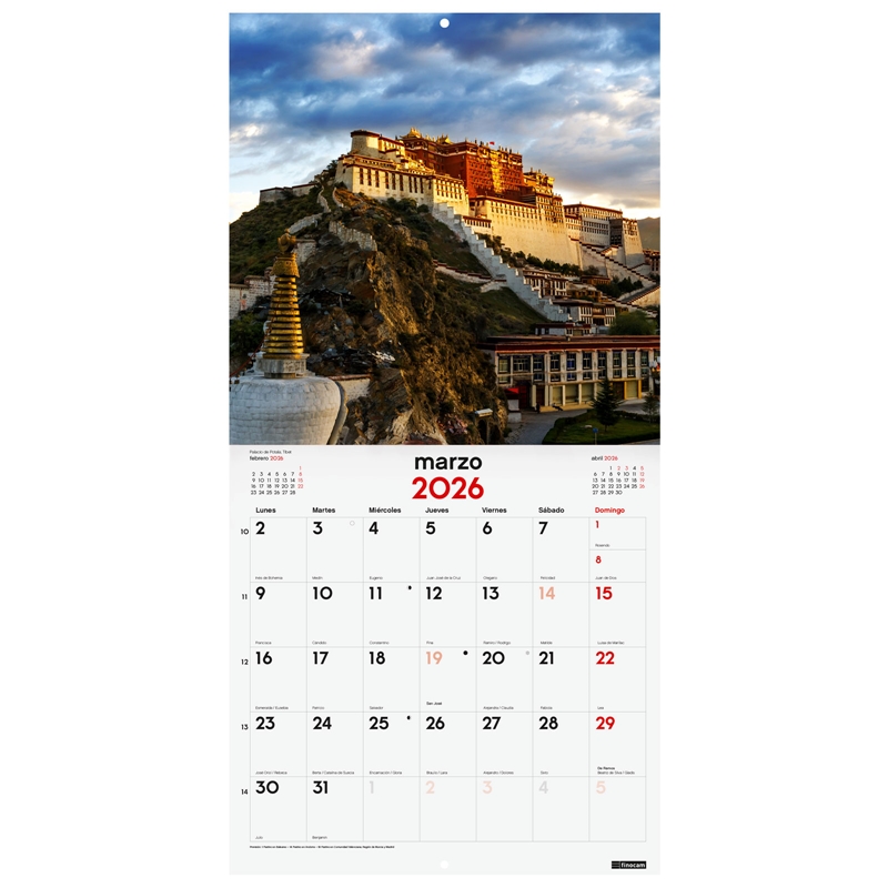 Calendario 2026 Finocam pared 30 x 30 cm maravillas del mundo