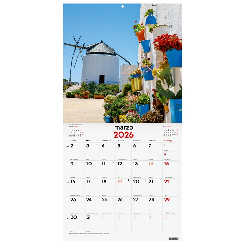 Calendario 2026 Finocam pared 30 x 30 cm pueblos con encanto