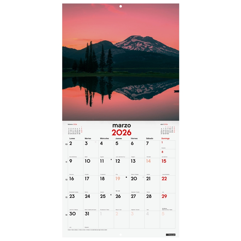 Calendario 2026 Finocam pared 30 x 30 cm atardeceres mágicos