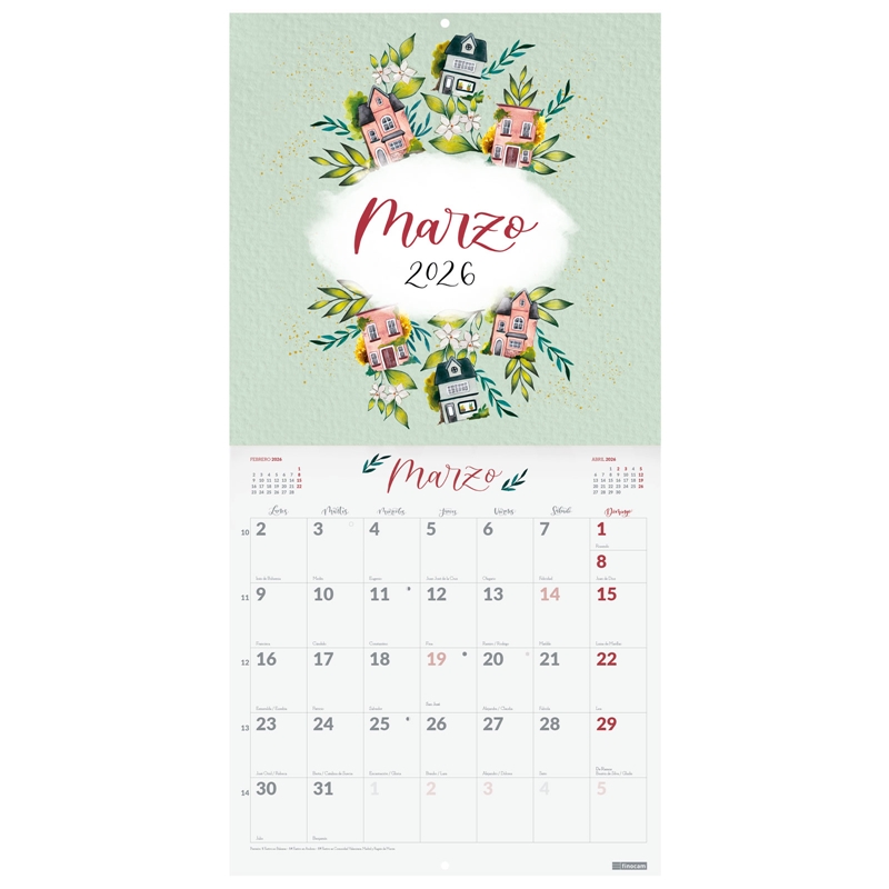 Calendario 2026 Finocam pared 30 x 30 cm The Flower Journal