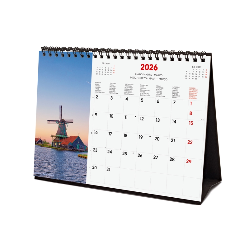 Calendario 2026 Finocam sobremesa traveling