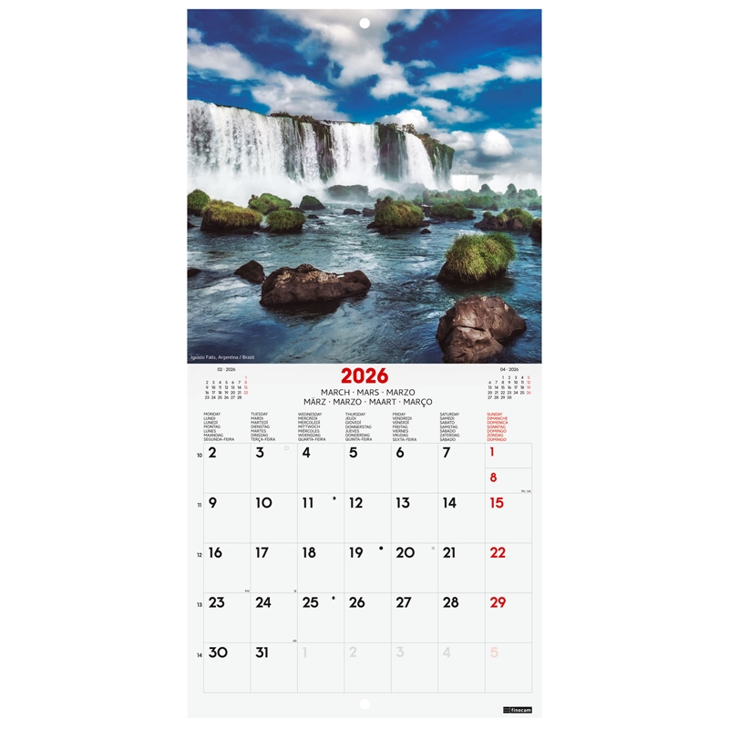 Calendario 2026 Finocam pared 18 x 18 cm nature