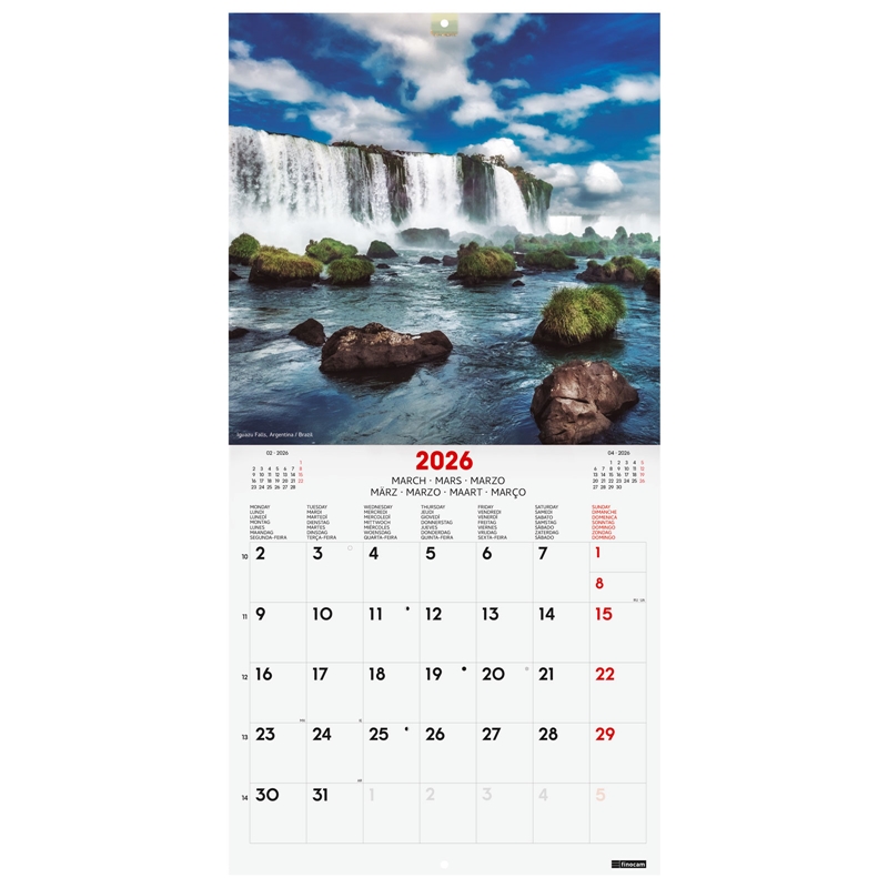 Calendario 2026 Finocam pared 30 x 30 cm nature