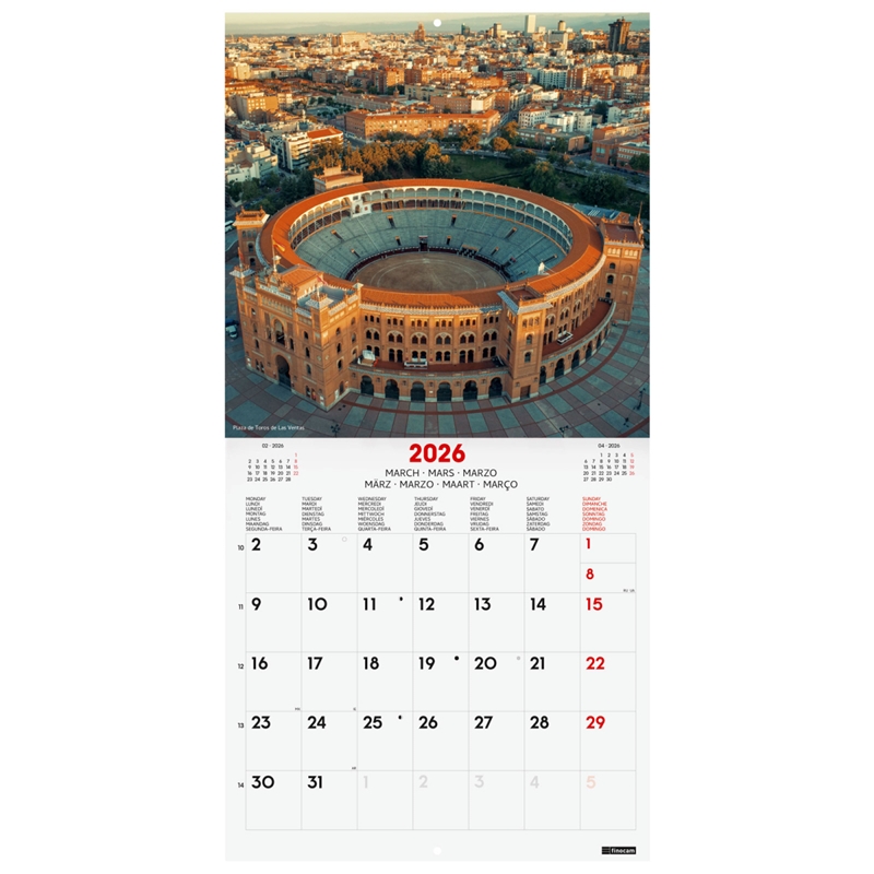 Calendario 2026 Finocam pared 30 x 30 cm Madrid
