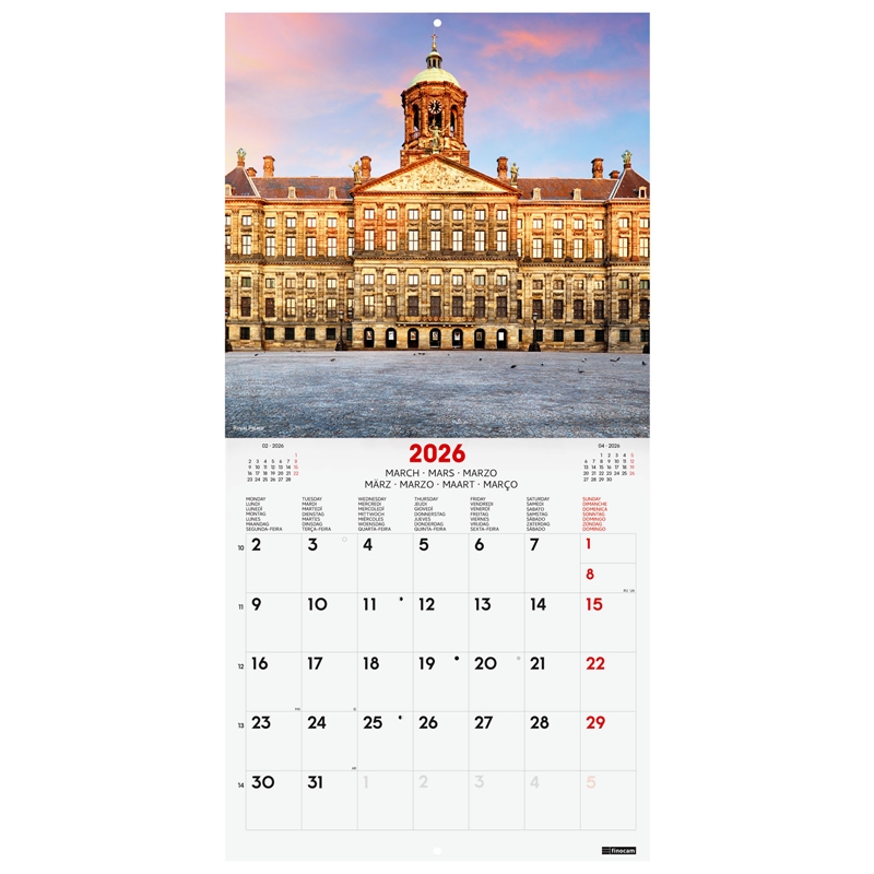 Calendario 2026 Finocam pared 30 x 30 cm Amsterdam