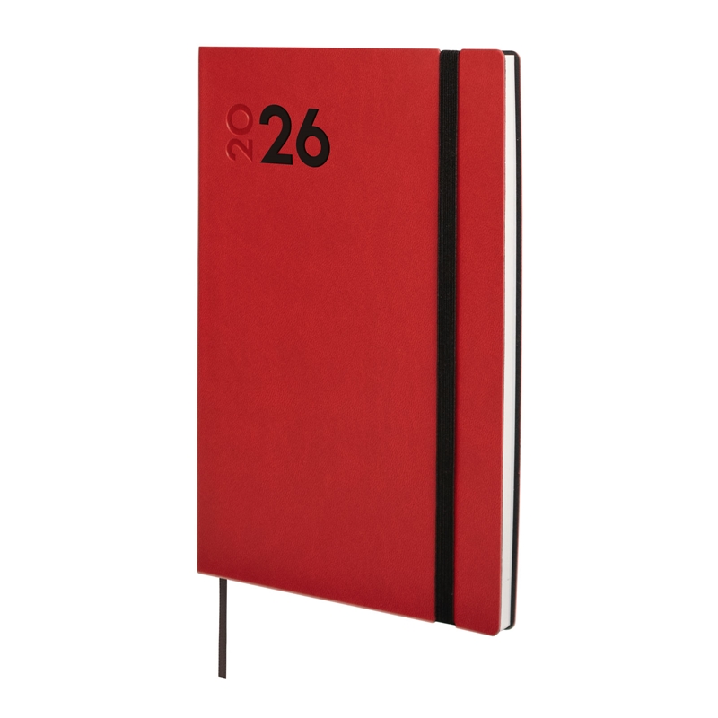 Agenda 2026 Finocam Mara Y10 semana vista vertical rojo
