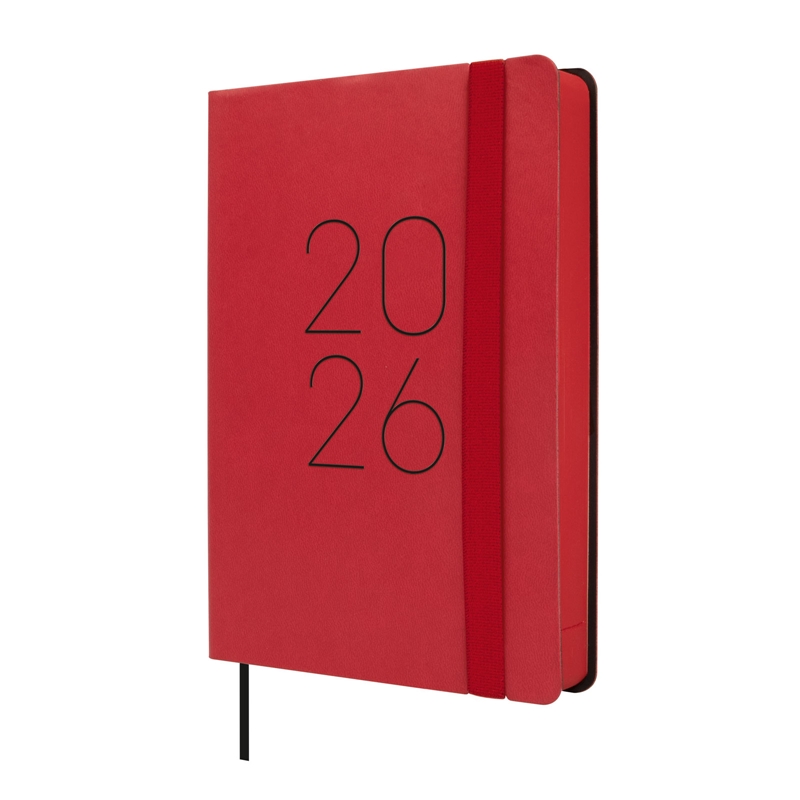 Agenda 2026 Finocam Lisa F4 día página rojo