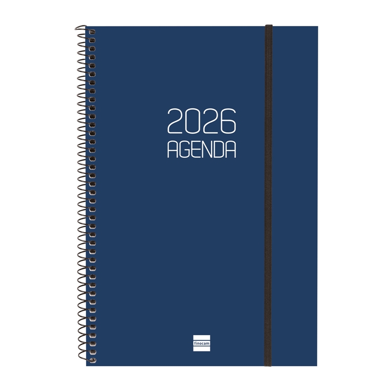 Agenda 2026 Finocam Opaque E11 semana vista vertical azul