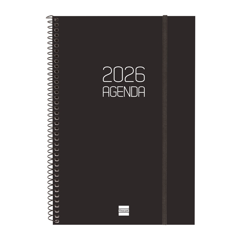 Agenda 2026 Finocam Opaque E11 semana vista vertical negro