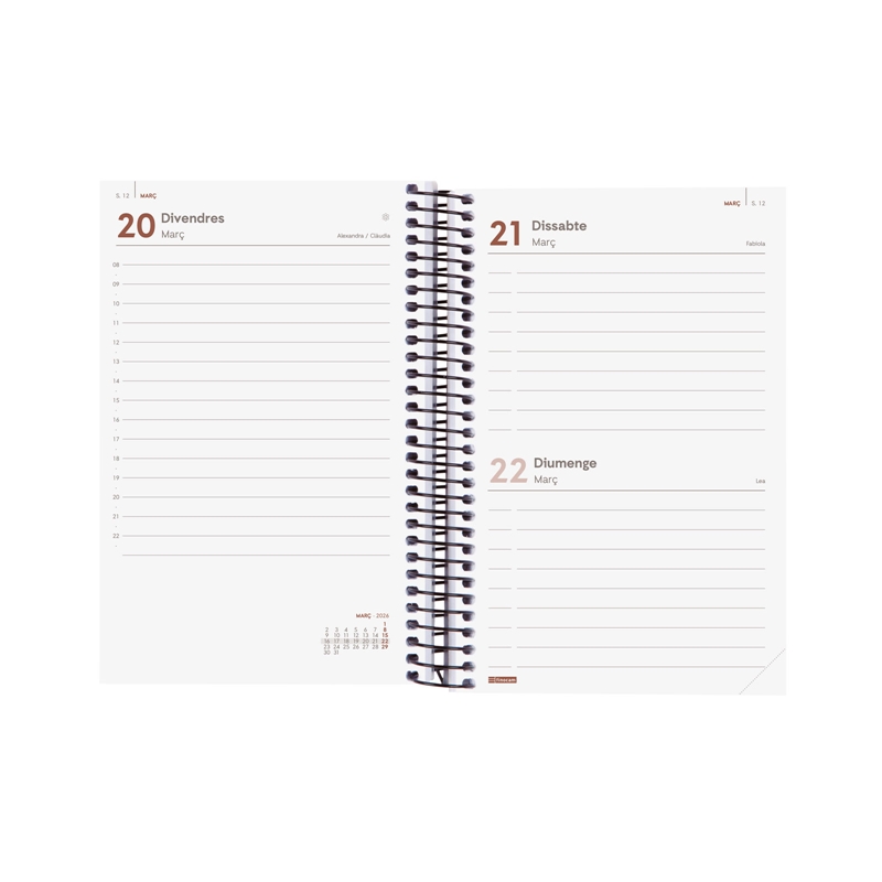 Agenda 2026 Finocam Opaque E5 día página verde 2 Agenda 2026 Finocam Opaque E5 día página verde