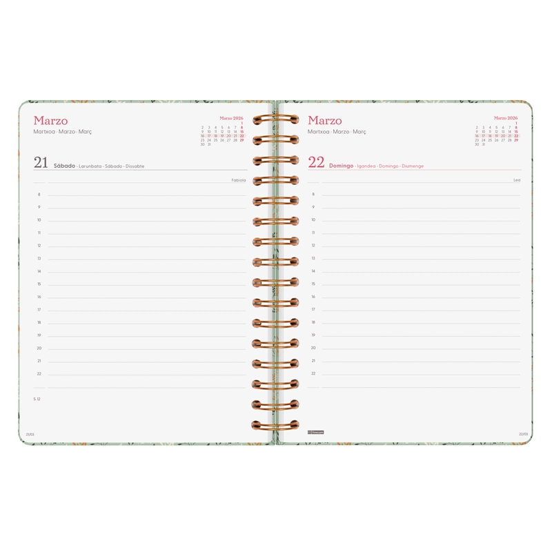 Agenda 2026 Finocam You E10 día página trigo 2 Agenda 2026 Finocam You E10 día página trigo