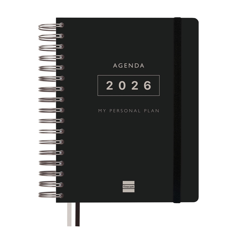 Agenda 2026 Finocam Tempus 1/4 día página negro