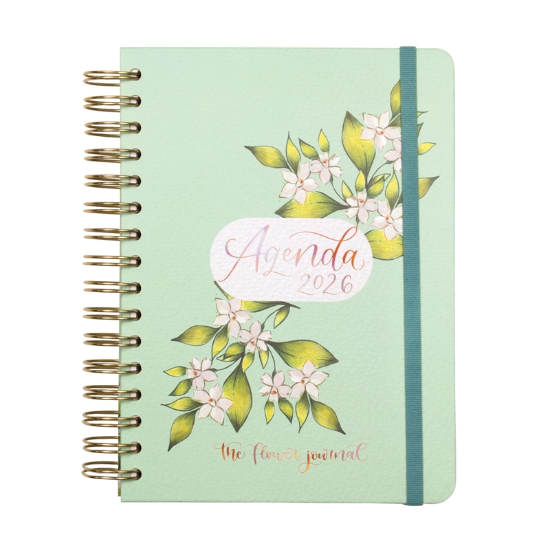 Agenda 2026 Finocam The Flower Journal E10 día página verde