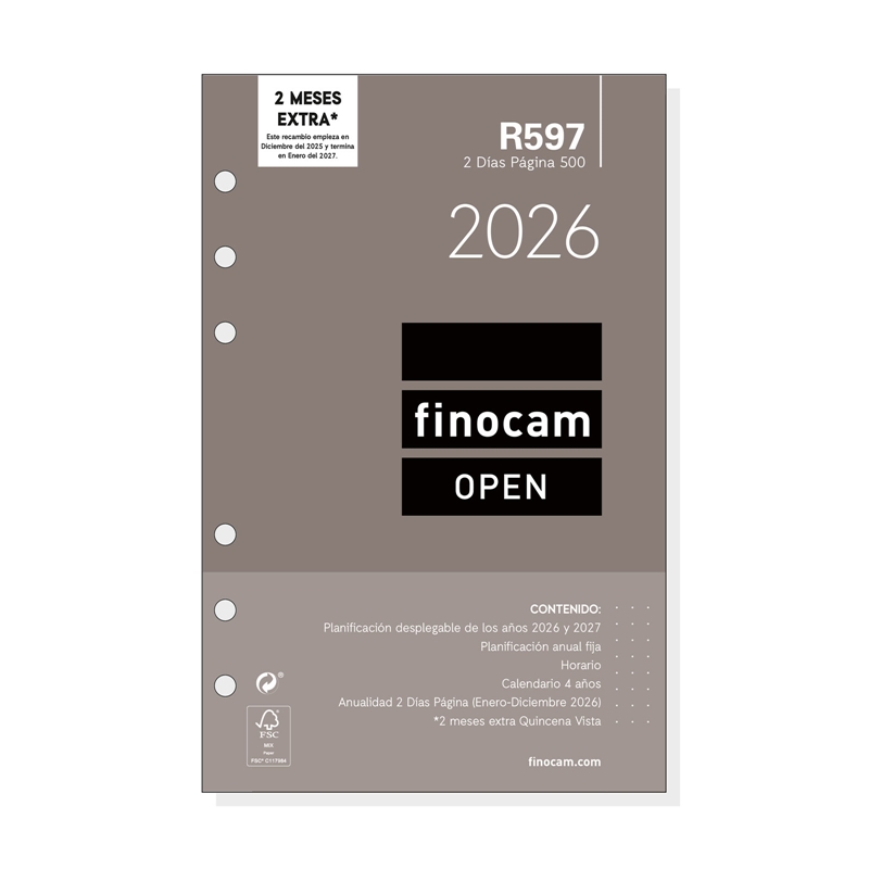 Recambio anual 2026 Finocam R597 500 2 días página