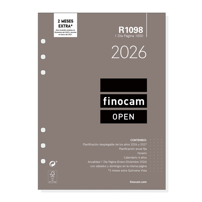 Recambio anual 2026 Finocam R1098 1000 día página