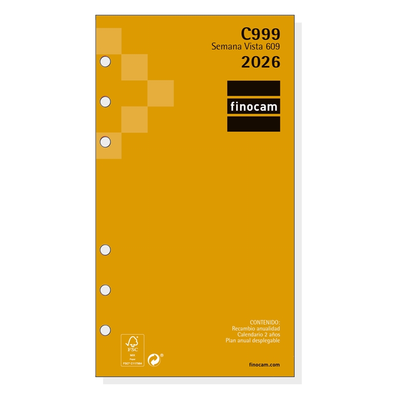 Recambio anual 2026 Finocam C999 609 semana vista
