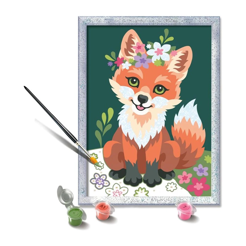 Pintar por números Zorro con flores 2 Pintar por números Zorro con flores